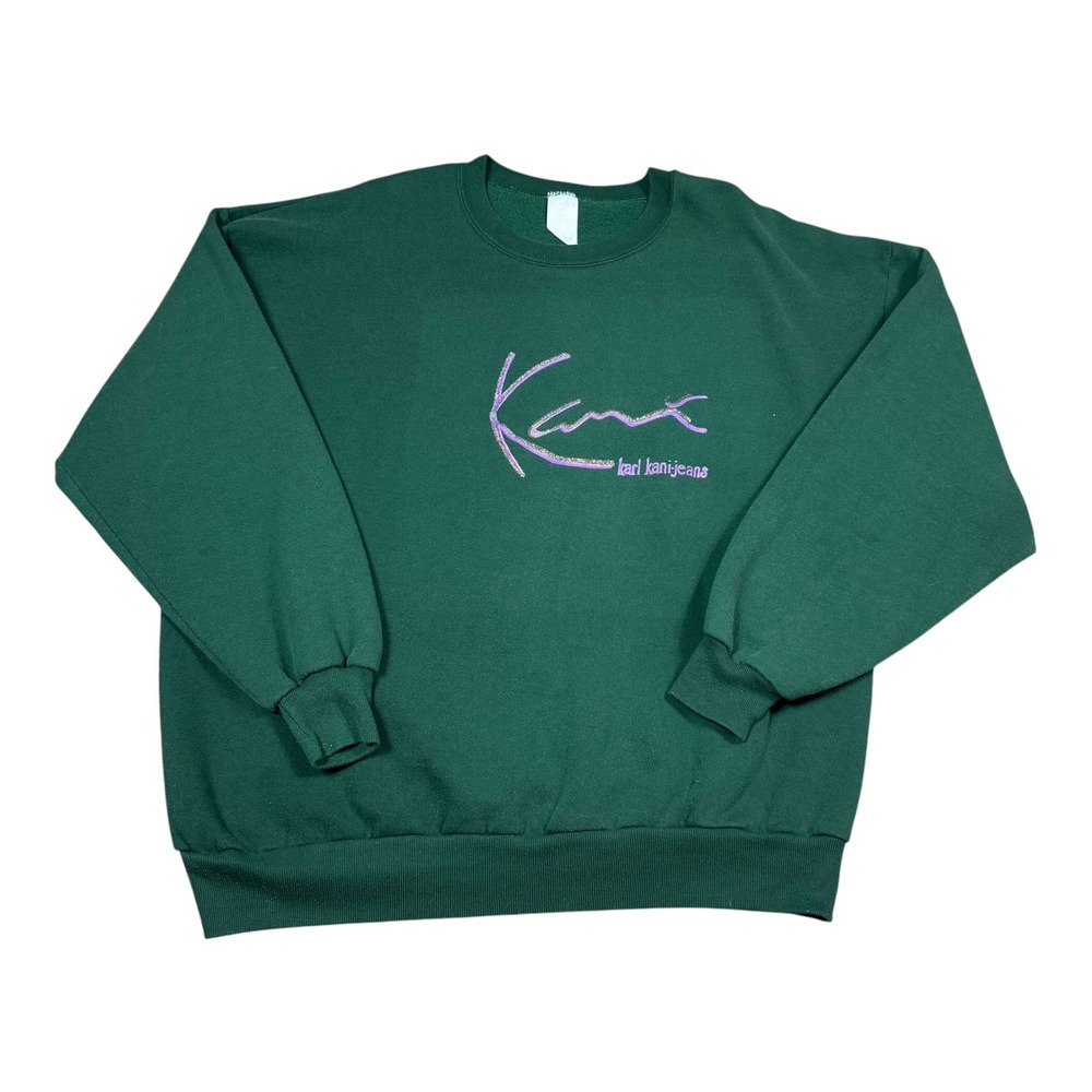 Vintage 90s Jerzees Karl Kani Purple Script Green Sweatshirt Women's 2X FLAW‎
